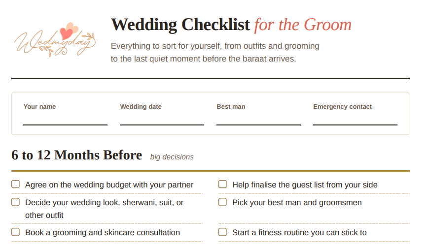 Wedding Checklist for the Groom